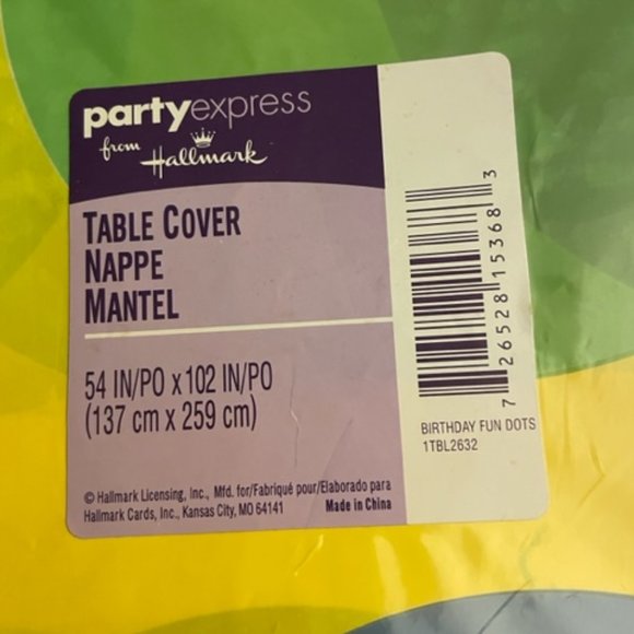 Lot of 2 Party Express Hallmark Vinyl Tablecloth 54"X102" Birthday Fun Dots. NEW - Picture 5 of 8